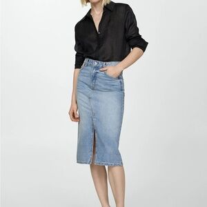 Mango denim midi skirt